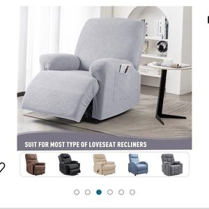 NWT - Silver Gray 3 Pieces Recliner Chair Covers, Stretch Reclining Chair Covers